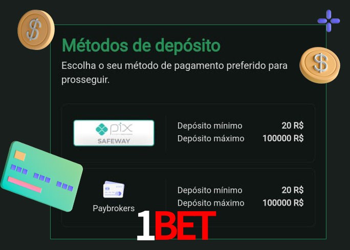 O cassino 1Bet oferece uma grande variedade de métodos de pagamento